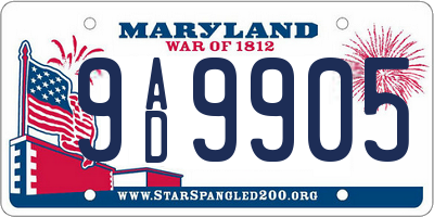 MD license plate 9AD9905
