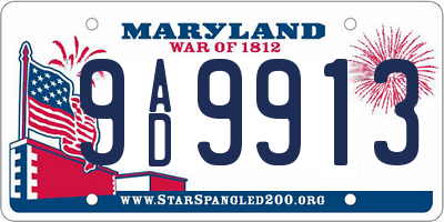 MD license plate 9AD9913