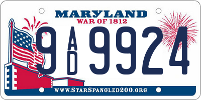 MD license plate 9AD9924