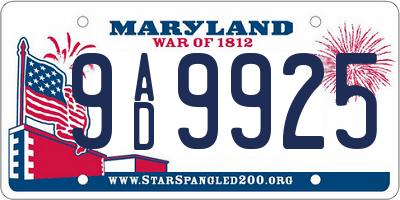 MD license plate 9AD9925