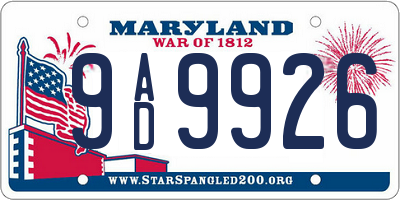 MD license plate 9AD9926