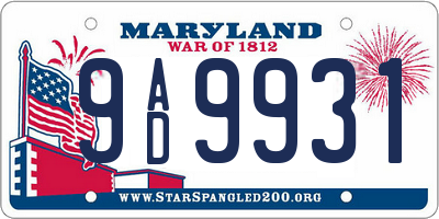 MD license plate 9AD9931