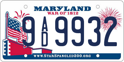 MD license plate 9AD9932