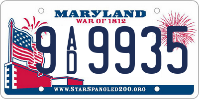 MD license plate 9AD9935