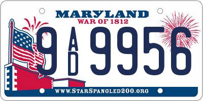 MD license plate 9AD9956