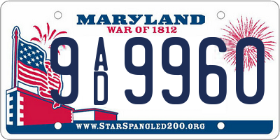 MD license plate 9AD9960