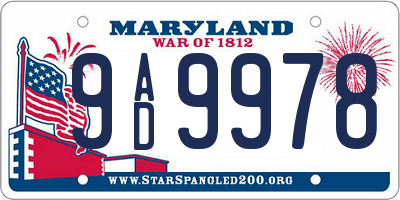 MD license plate 9AD9978