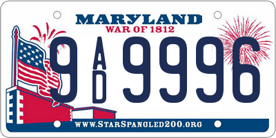 MD license plate 9AD9996