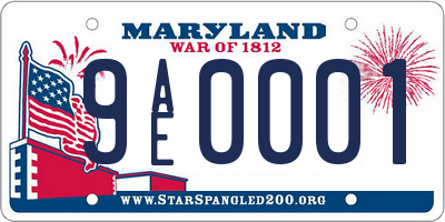MD license plate 9AE0001