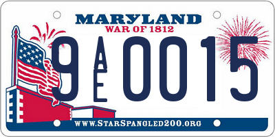 MD license plate 9AE0015
