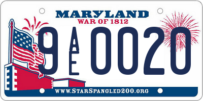 MD license plate 9AE0020