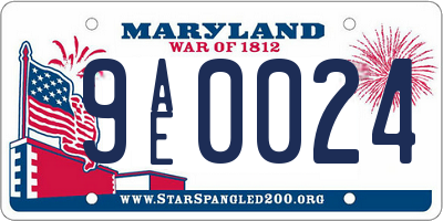 MD license plate 9AE0024