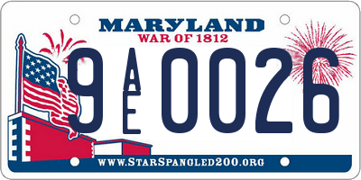 MD license plate 9AE0026