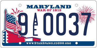 MD license plate 9AE0037