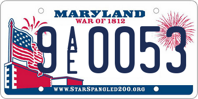 MD license plate 9AE0053