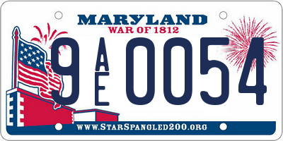 MD license plate 9AE0054