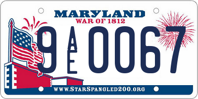 MD license plate 9AE0067