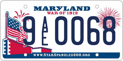 MD license plate 9AE0068