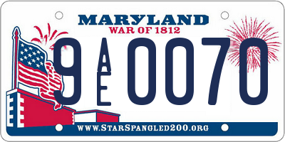 MD license plate 9AE0070
