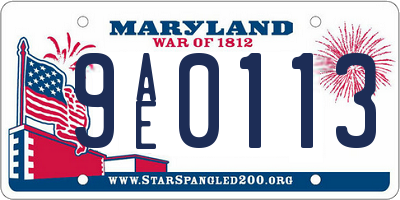 MD license plate 9AE0113