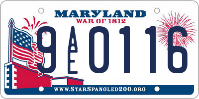 MD license plate 9AE0116