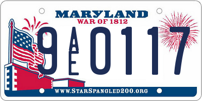 MD license plate 9AE0117