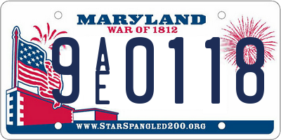 MD license plate 9AE0118
