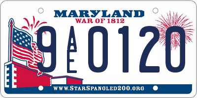 MD license plate 9AE0120