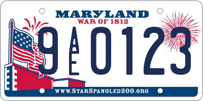 MD license plate 9AE0123