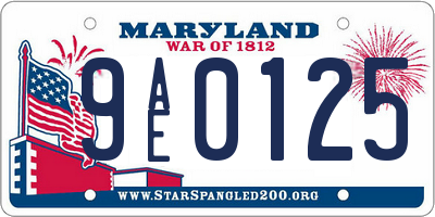 MD license plate 9AE0125