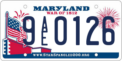 MD license plate 9AE0126
