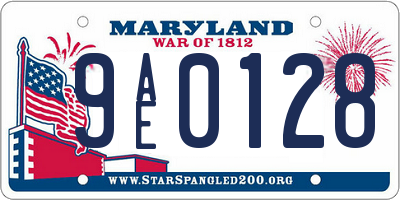 MD license plate 9AE0128