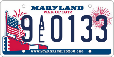 MD license plate 9AE0133
