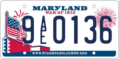 MD license plate 9AE0136