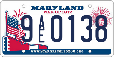 MD license plate 9AE0138