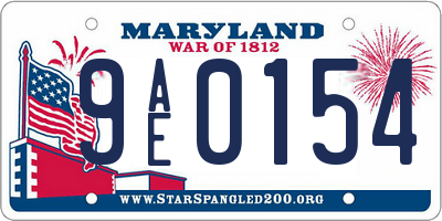 MD license plate 9AE0154
