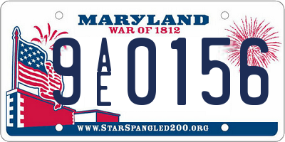 MD license plate 9AE0156