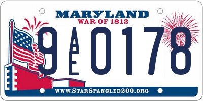 MD license plate 9AE0178