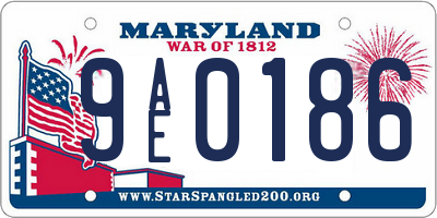 MD license plate 9AE0186