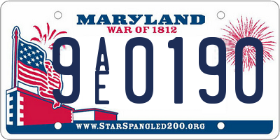 MD license plate 9AE0190