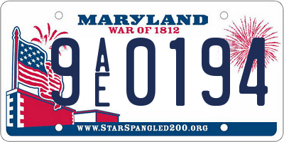 MD license plate 9AE0194