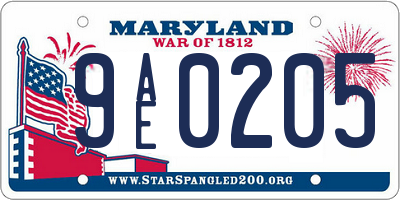 MD license plate 9AE0205