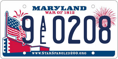 MD license plate 9AE0208