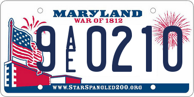MD license plate 9AE0210