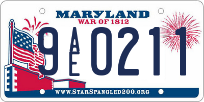 MD license plate 9AE0211