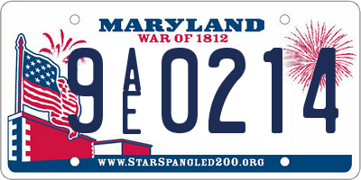 MD license plate 9AE0214