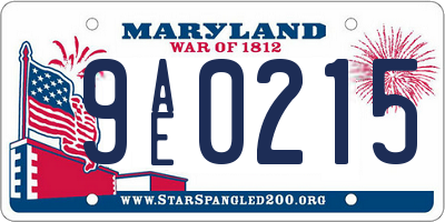 MD license plate 9AE0215