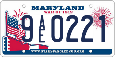 MD license plate 9AE0221