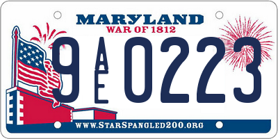 MD license plate 9AE0223
