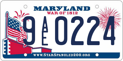 MD license plate 9AE0224